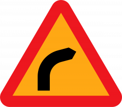 Clipart - Dangerous bend, bend to right.