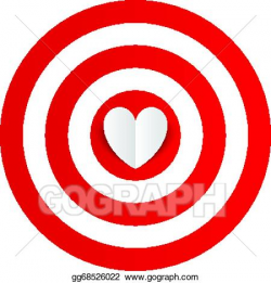 Vector Art - Paper heart in the center of darts target aim ...