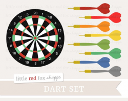 Darts Clipart, Dart Set Clip Art Game Board Wall Sport Red Orange Yellow  Green Blue Arrow Cute Digital Graphic Design Small Commercial Use