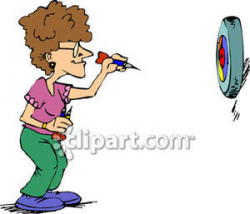 A Woman Playing Darts - Royalty Free Clipart Picture