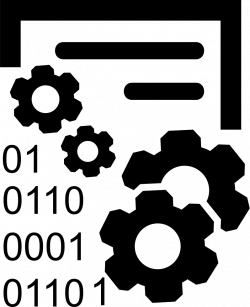 Data Management Interface Symbol With Gears And Binary Code Numbers ...