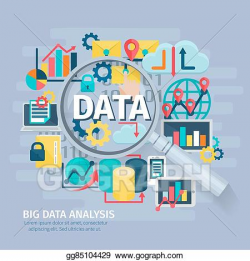 EPS Vector - Big data analysis concept flat poster. Stock ...