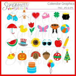 Calendar graphics clipart includes graphics for January ...
