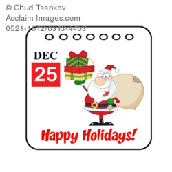 Clipart Image of Santa Claus on a Christmas Calendar Showing ...