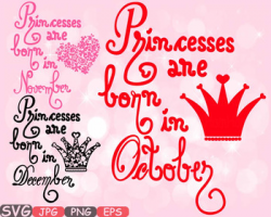 Princesses are born in October November December clipart Birthday Born baby  565s
