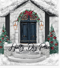 Holly Day Holiday House Scene Planner Girl Fashion ClipArt Graphics  Christmas Scene Holiday Winter December glam sticker Digital png files