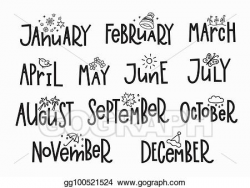 Vector Art - Months year calendar lettering typography. EPS ...