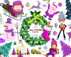 Marry Christmas collection, Christmas Clipart, Santa Claus ...