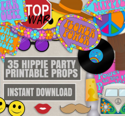 35 Hippie Themed Party Photo Booth Props, Hippy Party props ...
