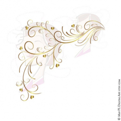 Page Border Gold Swirls Clipart - Elegant Decorative Wedding Designs with  Hearts and Flourish - FREE Commercial Use 10313