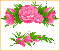 Astonishing Pink Flowers Decorative Element Png Clipart Image For ...