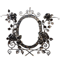 Sophisticated French Art Deco Wrought Iron Floral Wall Mirror | DECASO