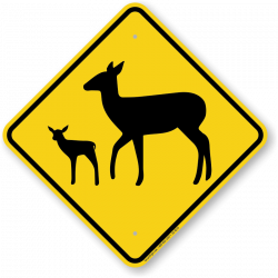 Deer with Fawn Crossing Road Sign, SKU: K2-0279