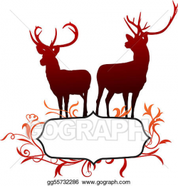 Vector Illustration - Deer with abstract frame background ...