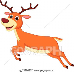EPS Illustration - Happy deer cartoon running . Vector ...