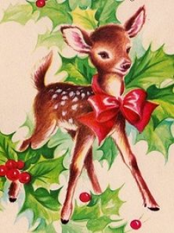 Free Cute Vintage Christmas Card Clipart | Vintage Deer ...