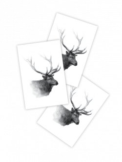 Temporary tattoos Elk. Set of 3 realistic black wapiti deer tattoos ...