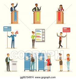 Vector Illustration - Political candidates and voting ...