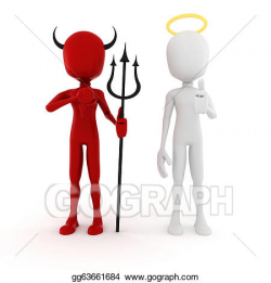 Stock Illustrations - 3d man angel and demon, funny ...