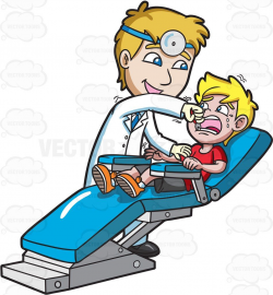 A dentist pulling out the tooth of a terrified boy #cartoon ...