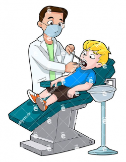 A Terrified Boy Getting His Teeth Checked By The Dentist ...
