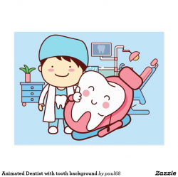 Animated Dentist with tooth background Postcard | Zazzle.com ...