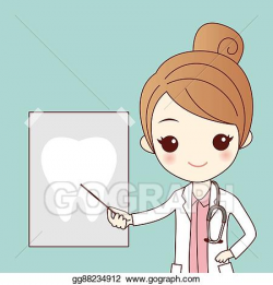 Clip Art Vector - Cartoon dentist with tooth ray. Stock EPS ...