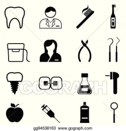 EPS Vector - Dental health and dentist icons. Stock Clipart ...