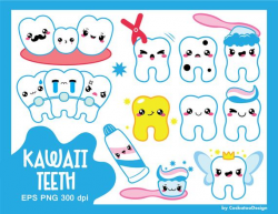Kawaii clipart, kawaii tooth clipart, kawaii dentist clipart, tooth fairy  clipart, braces clipart, cavity, commercial use