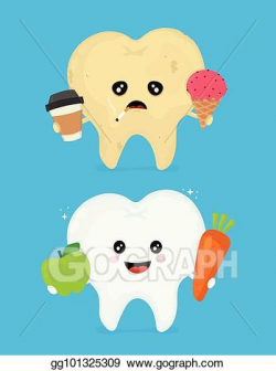 EPS Illustration - Sick dirty unhealthy tooth with coffee ...