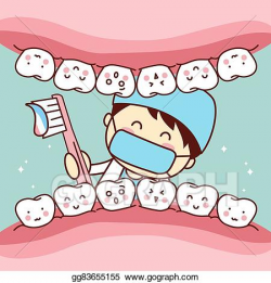 EPS Illustration - Cute cartoon dentist brush tooth. Vector ...