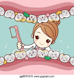 EPS Vector - Cartoon dentist doctor clean tooth. Stock ...