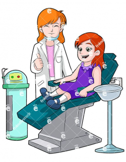 A Happy Little Girl In A Dentist Chair With Dentist Nearby ...