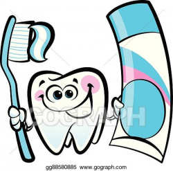 Vector Art - Happy cartoon molar tooth character holding ...
