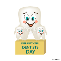 World Dental Day. International Dentist Day. A tooth with a ...