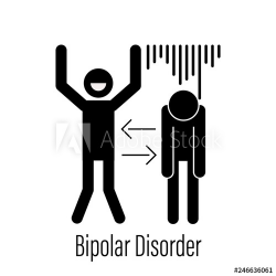 Bipolar mental disorder icon. Vector illustration show sign ...