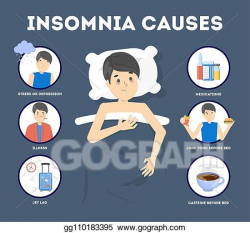 Vector Illustration - Causes of insomnia infographic. stress ...