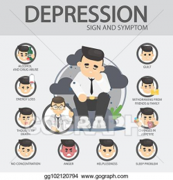 Vector Stock - Depression signs and symptoms. Stock Clip Art ...
