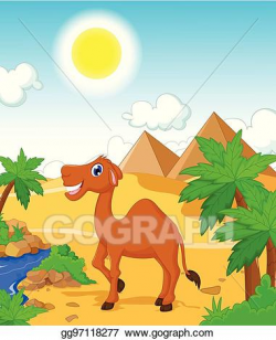 Vector Art - Funny camel cartoon with desert. EPS clipart ...