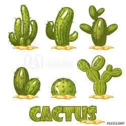 Mexican Cactus Set, funny set of comic mexican desert cactus ...