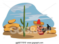 Clip Art Vector - Mexican napping in the desert. Stock EPS ...