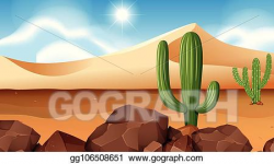 Vector Art - Desert scene with cactus. EPS clipart ...