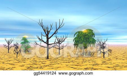 Clipart - Dead and alive trees in the desert. Stock ...