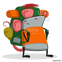 Clipart illustration of a desert rat with a backpack