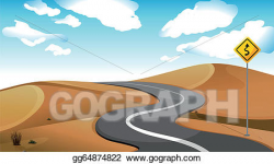 Vector Illustration - A narrow road at the desert. EPS ...