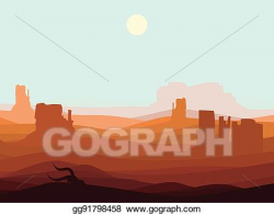 Vector Clipart - Western desert landscape background. Vector ...