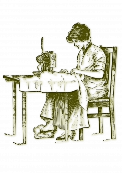 Clipart - Sewing woman vintage