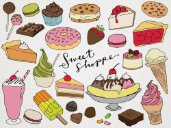 Desserts Clipart - Sweet Shoppe Clip art, hand drawn clip art, ice cream,  cupcakes, party clipart, chocolate, sugar, sweets illustrations