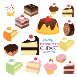Dessert Clipart, Cake Clip art, Sweets graphics, Pie clipart, Food Clipart,  cupcake clipart, Desserts clipart, Commercial use