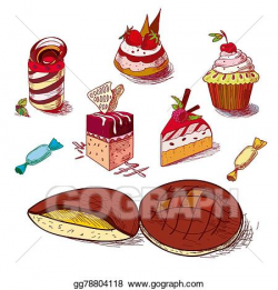 Vector Illustration - Hand drawn confections dessert pastry ...